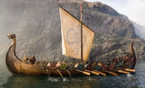 viking ships with dragon heads